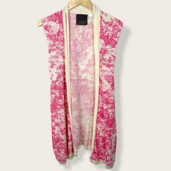 ANTHROPOLOGIE Pink Floral Duster Cardigan Festival Knit Sweater Size Small Boho - Picture 4 of 11